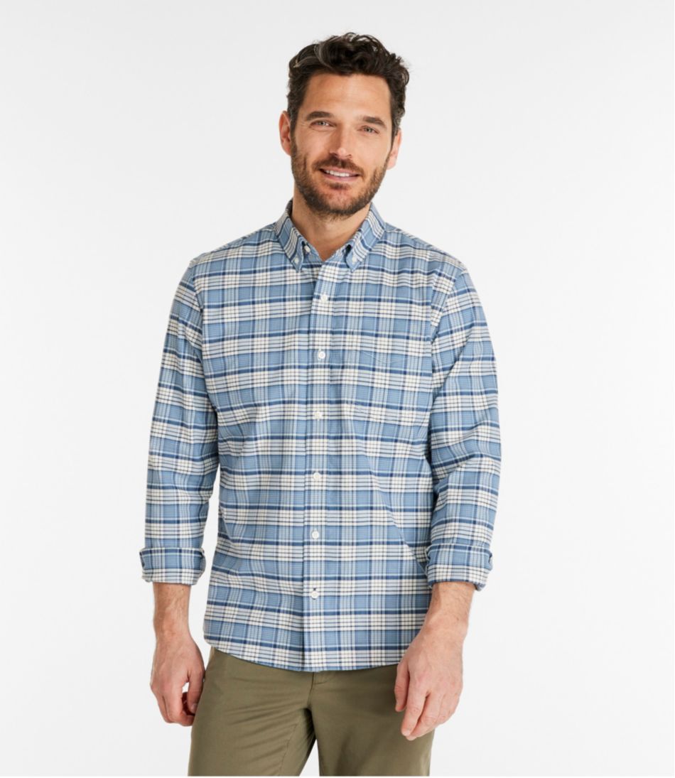 Men's Comfort Stretch? Oxford Shirt, Slightly Fitted Untucked Fit, Plaid - Image 2