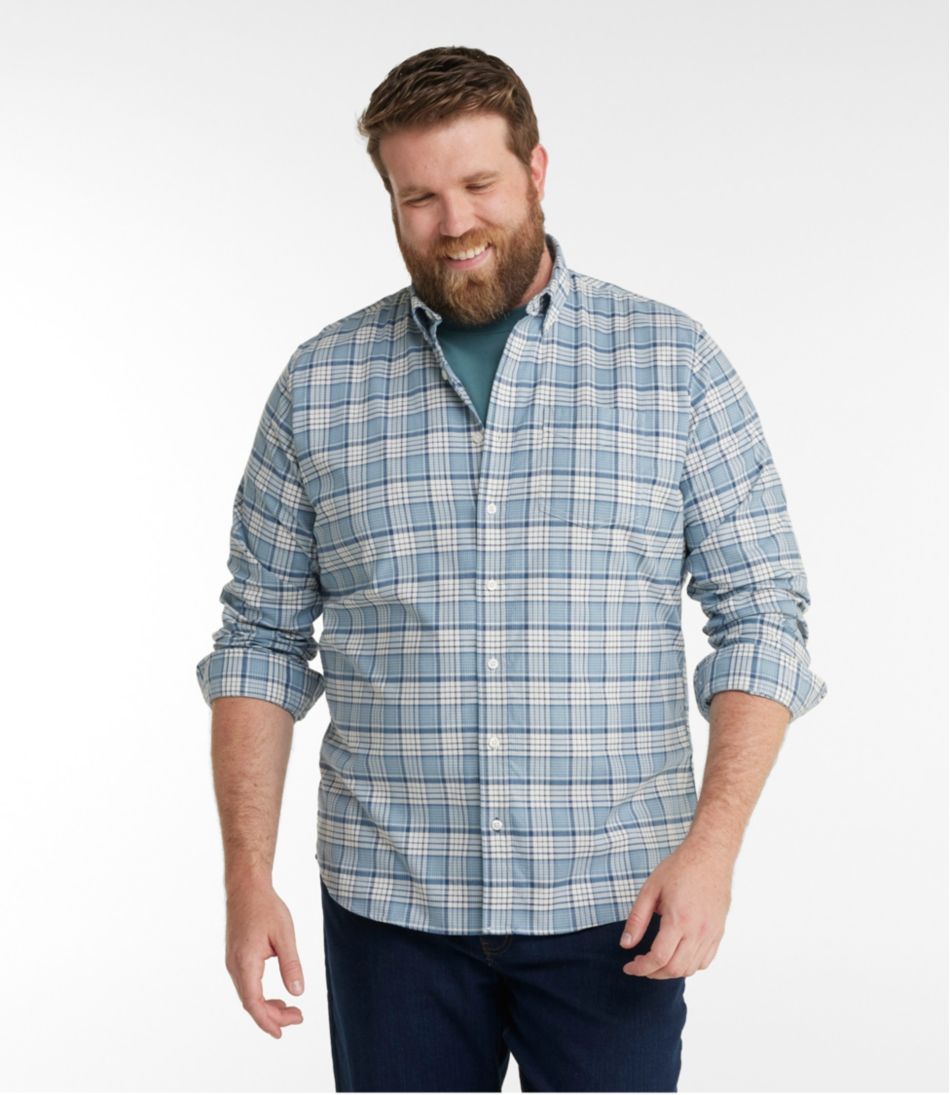 Men's Comfort Stretch? Oxford Shirt, Slightly Fitted Untucked Fit, Plaid - Image 4