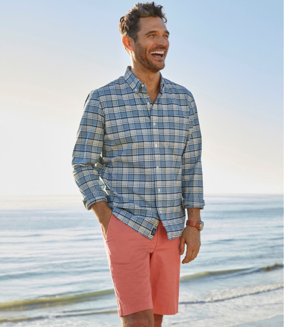 Men's Comfort Stretch? Oxford Shirt, Slightly Fitted Untucked Fit, Plaid - Image 7