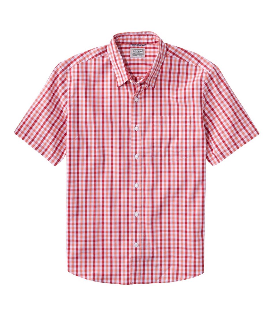 Men's Comfort Stretch Performance? Shirt, Short-Sleeve, Slightly Fitted Untucked Fit, Plaid