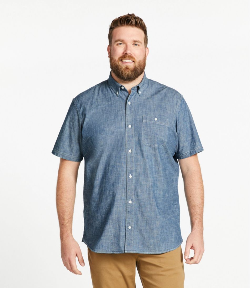 Men's Comfort Stretch? Chambray Shirt, Traditional Untucked Fit, Short-Sleeve - Image 4
