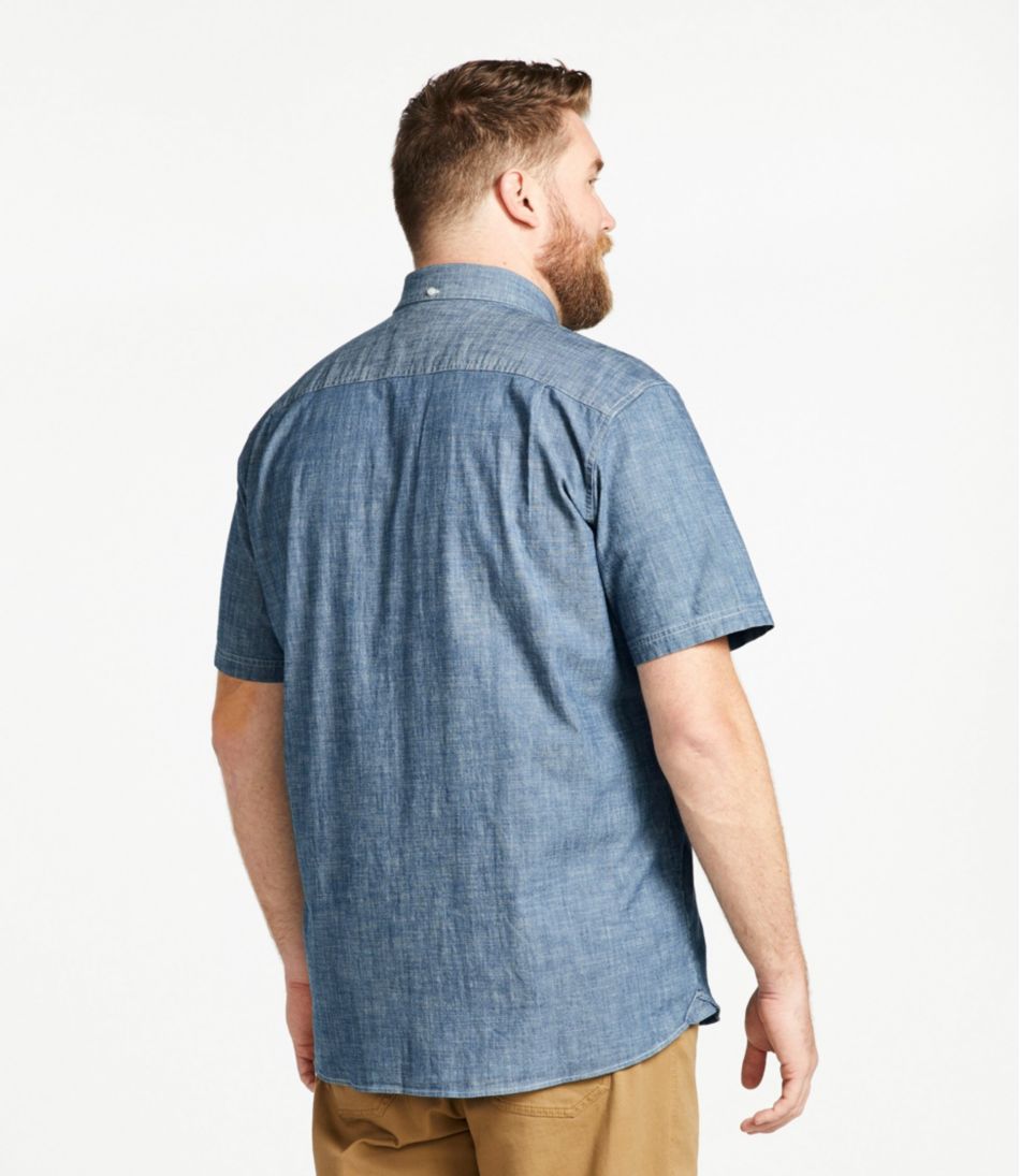 Men's Comfort Stretch? Chambray Shirt, Traditional Untucked Fit, Short-Sleeve - Image 5