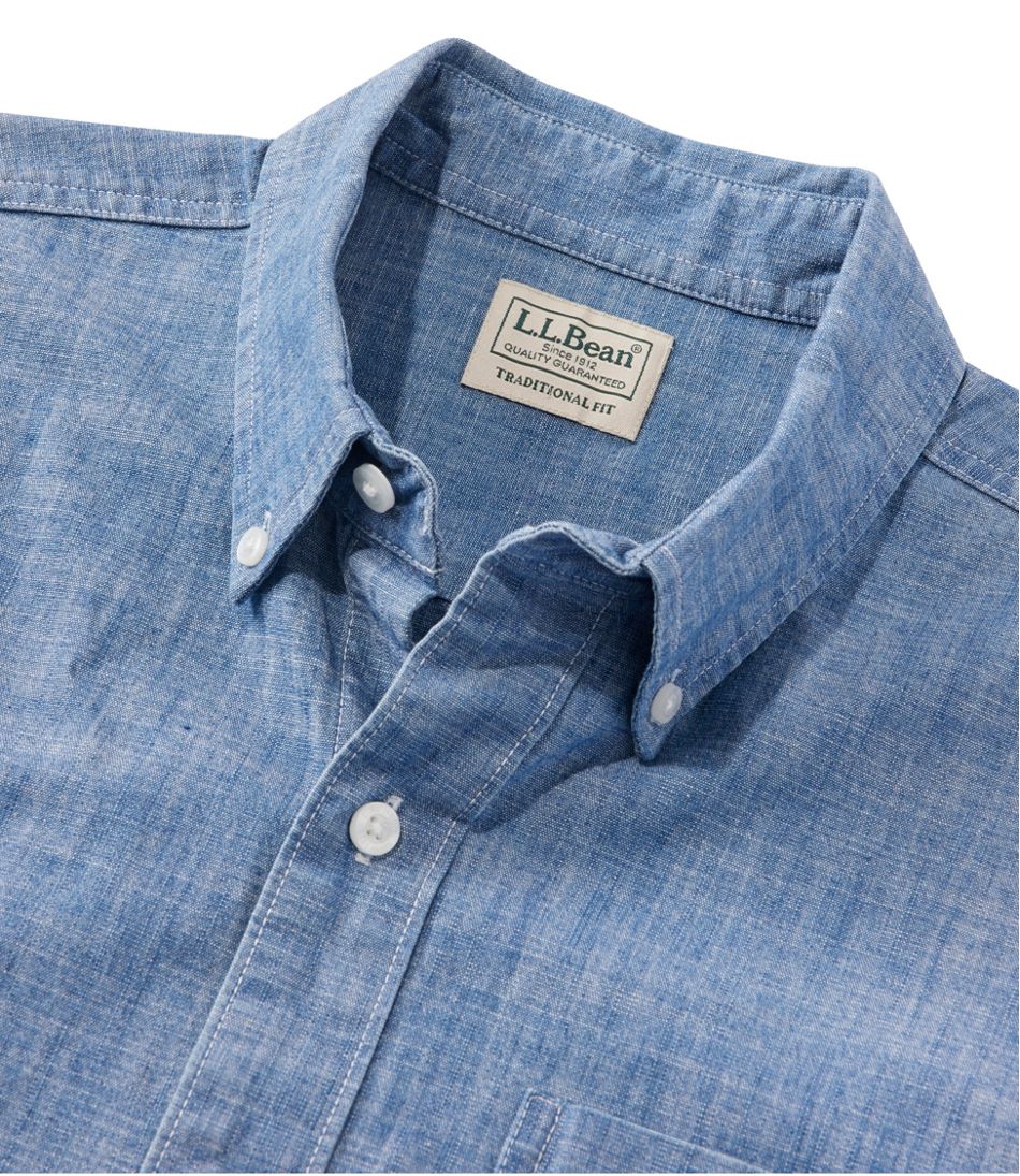 Men's Comfort Stretch? Chambray Shirt, Traditional Untucked Fit, Short-Sleeve - Image 6
