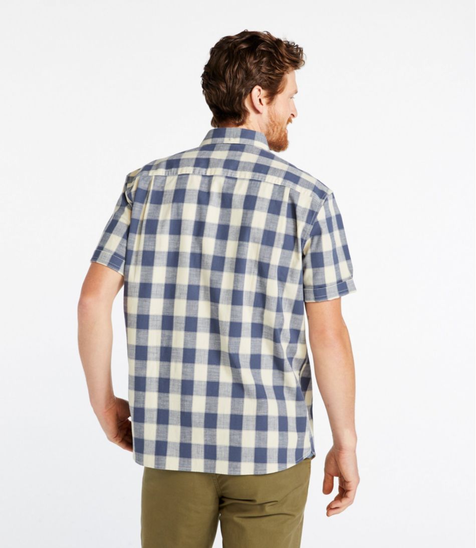 Men's Comfort Stretch? Chambray Shirt, Traditional Untucked Fit, Short-Sleeve, Plaid - Image 3