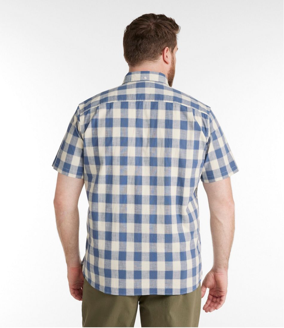 Men's Comfort Stretch? Chambray Shirt, Traditional Untucked Fit, Short-Sleeve, Plaid - Image 5