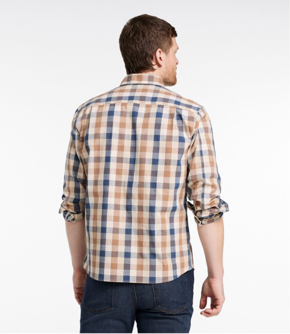 Men's Comfort Stretch? Chambray Shirt, Long-Sleeve, Slightly Fitted Untucked Fit, Plaid - Image 3
