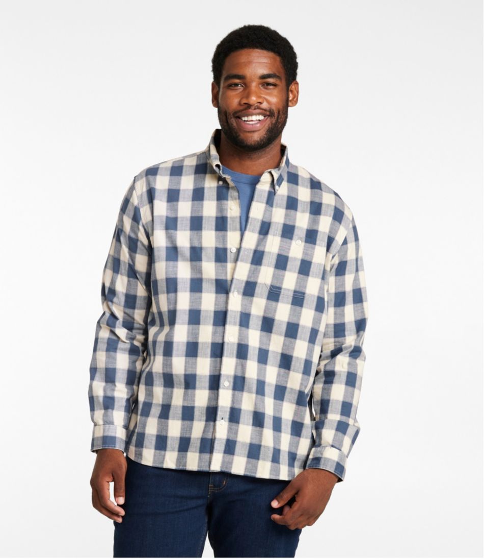 Men's Comfort Stretch? Chambray Shirt, Long-Sleeve, Slightly Fitted Untucked Fit, Plaid - Image 4
