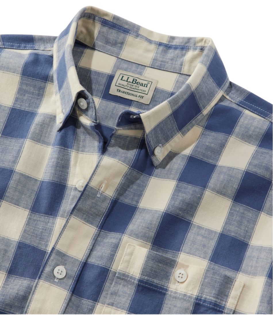 Men's Comfort Stretch? Chambray Shirt, Long-Sleeve, Slightly Fitted Untucked Fit, Plaid - Image 6