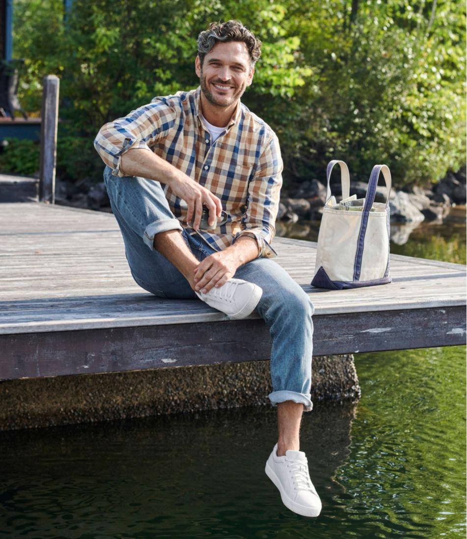 Men's Comfort Stretch? Chambray Shirt, Long-Sleeve, Slightly Fitted Untucked Fit, Plaid - Image 8