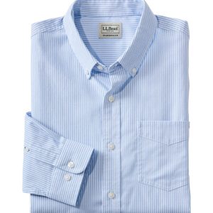 Men's Comfort Stretch Oxford Shirt, Traditional Untucked Fit, Stripe