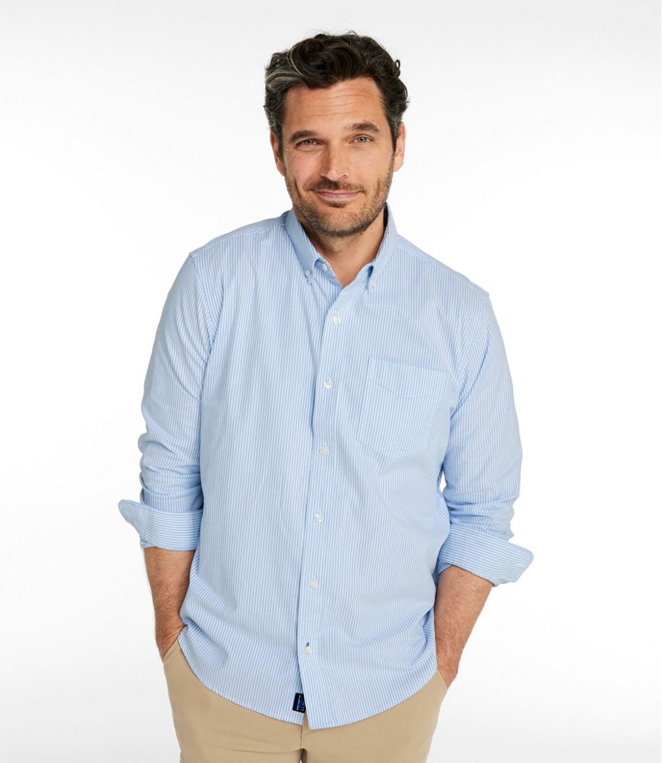 Men's Comfort Stretch Oxford Shirt, Traditional Untucked Fit, Stripe - Image 2