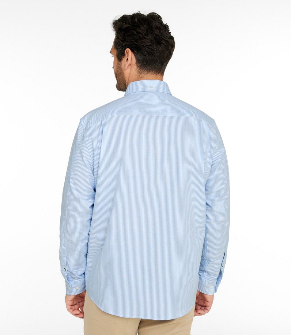Men's Comfort Stretch Oxford Shirt, Traditional Untucked Fit, Stripe - Image 3