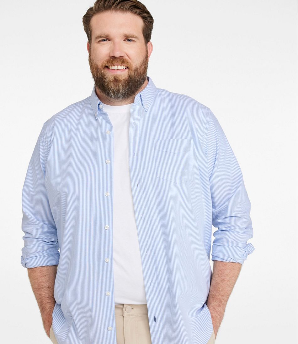 Men's Comfort Stretch Oxford Shirt, Traditional Untucked Fit, Stripe - Image 4