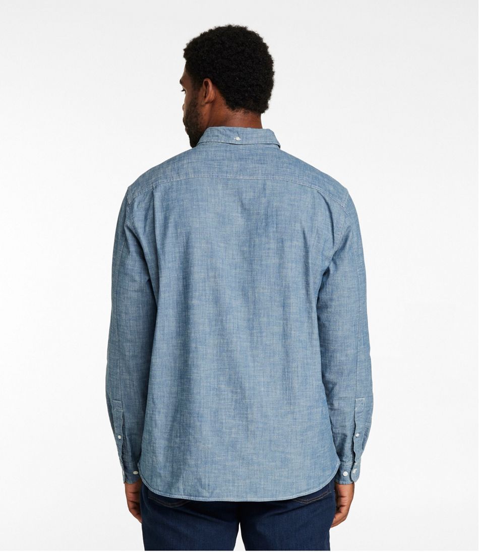 Men's Comfort Stretch? Chambray Shirt, Long-Sleeve, Slightly Fitted Untucked Fit - Image 14