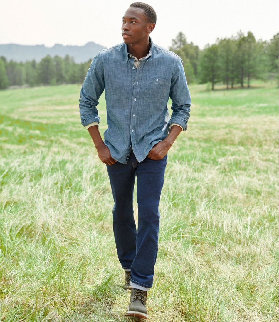 Men's Comfort Stretch? Chambray Shirt, Long-Sleeve, Slightly Fitted Untucked Fit - Image 17