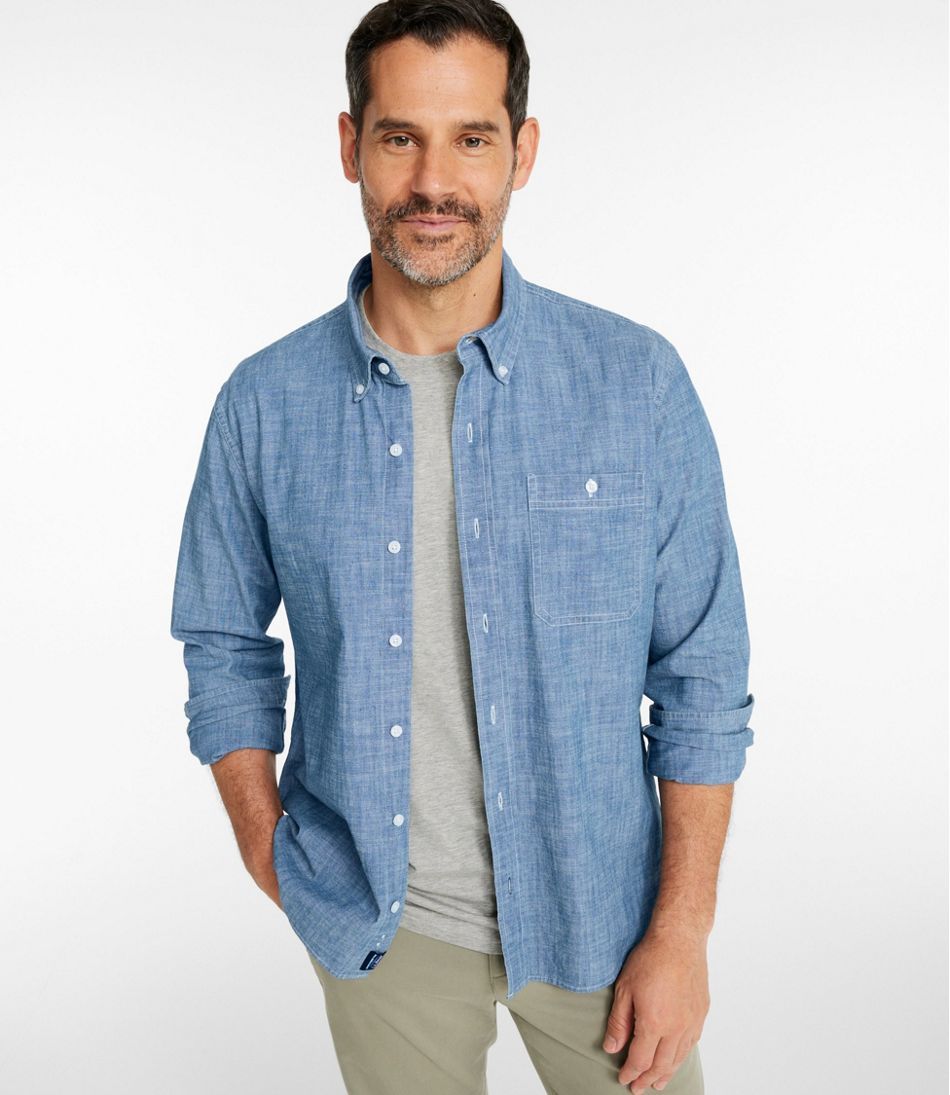 Men's Comfort Stretch? Chambray Shirt, Long-Sleeve, Slightly Fitted Untucked Fit - Image 2