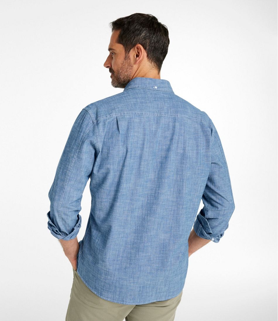 Men's Comfort Stretch? Chambray Shirt, Long-Sleeve, Slightly Fitted Untucked Fit - Image 3