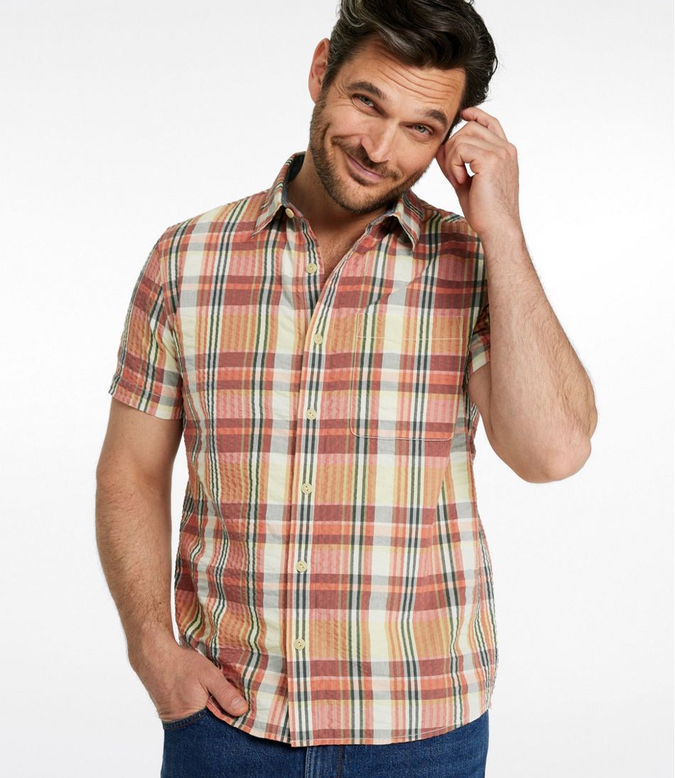 Men's Signature Seersucker Madras Shirt, Slightly Fitted, Short-Sleeve - Image 2