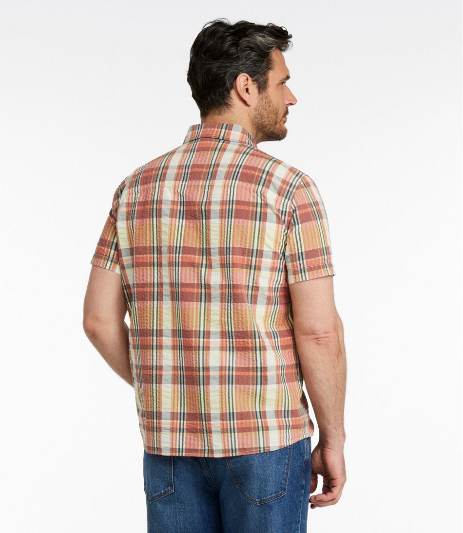 Men's Signature Seersucker Madras Shirt, Slightly Fitted, Short-Sleeve - Image 3