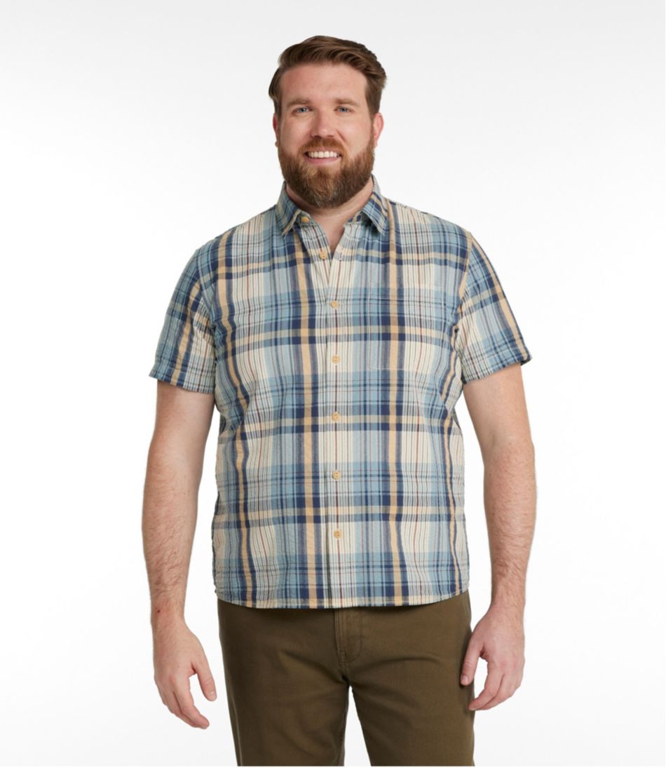 Men's Signature Seersucker Madras Shirt, Slightly Fitted, Short-Sleeve - Image 4