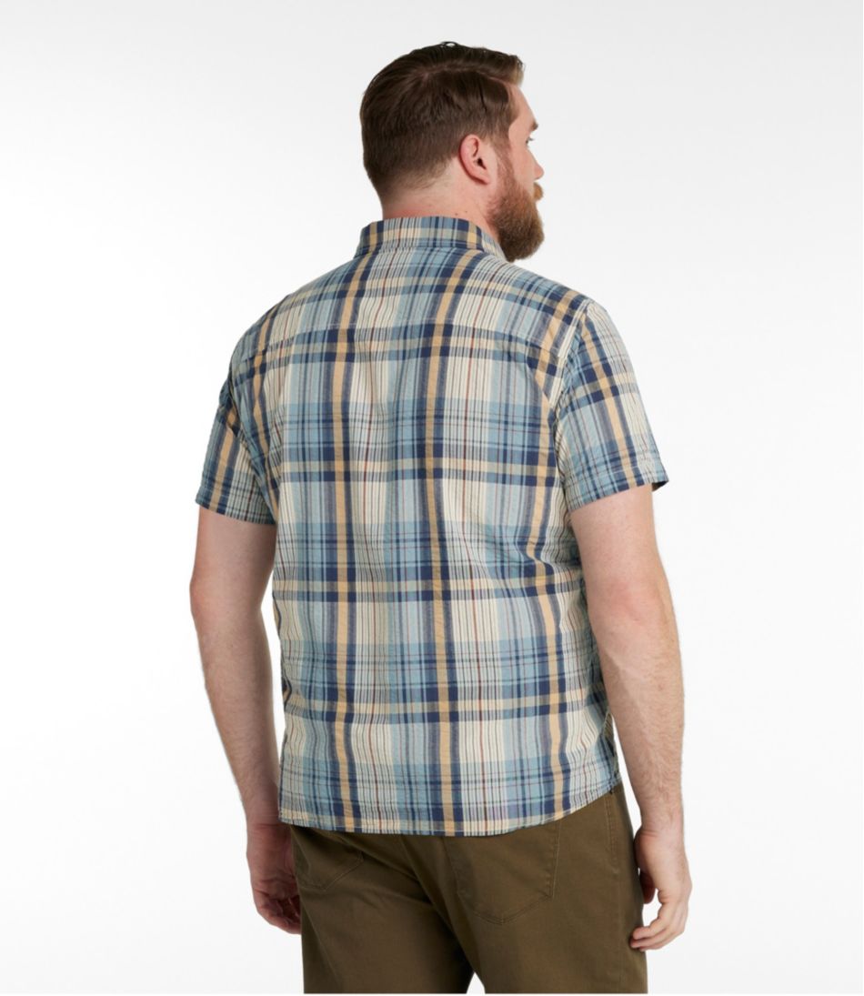 Men's Signature Seersucker Madras Shirt, Slightly Fitted, Short-Sleeve - Image 5