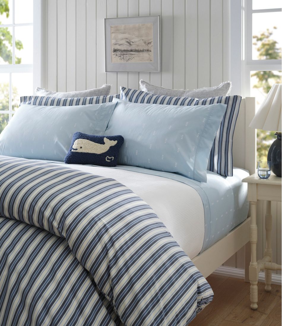 Sunwashed Percale Sheet Collection, Stamped Leaf Print - Image 5