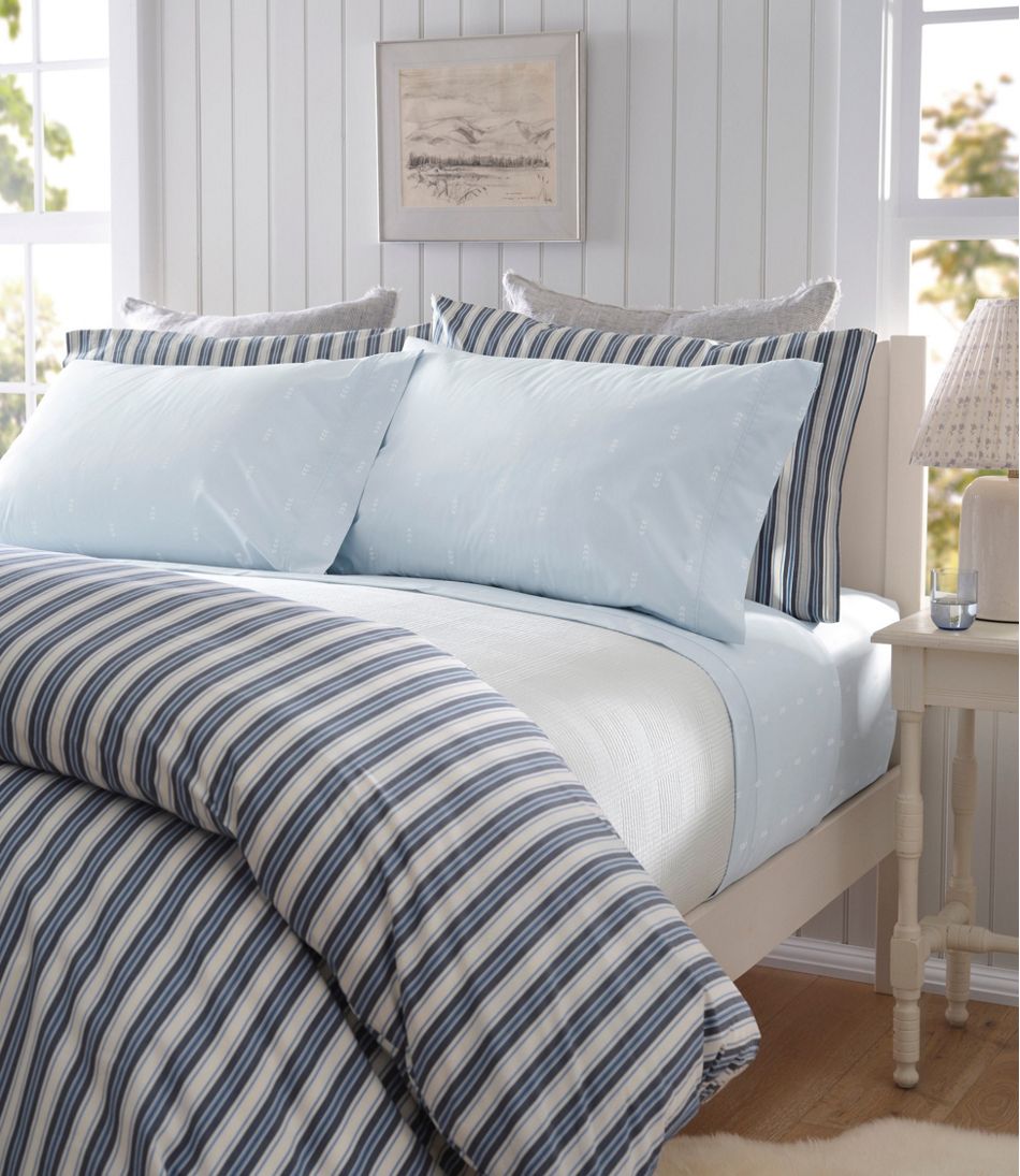 Sunwashed Percale Sheet Collection, Stamped Leaf Print - Image 6