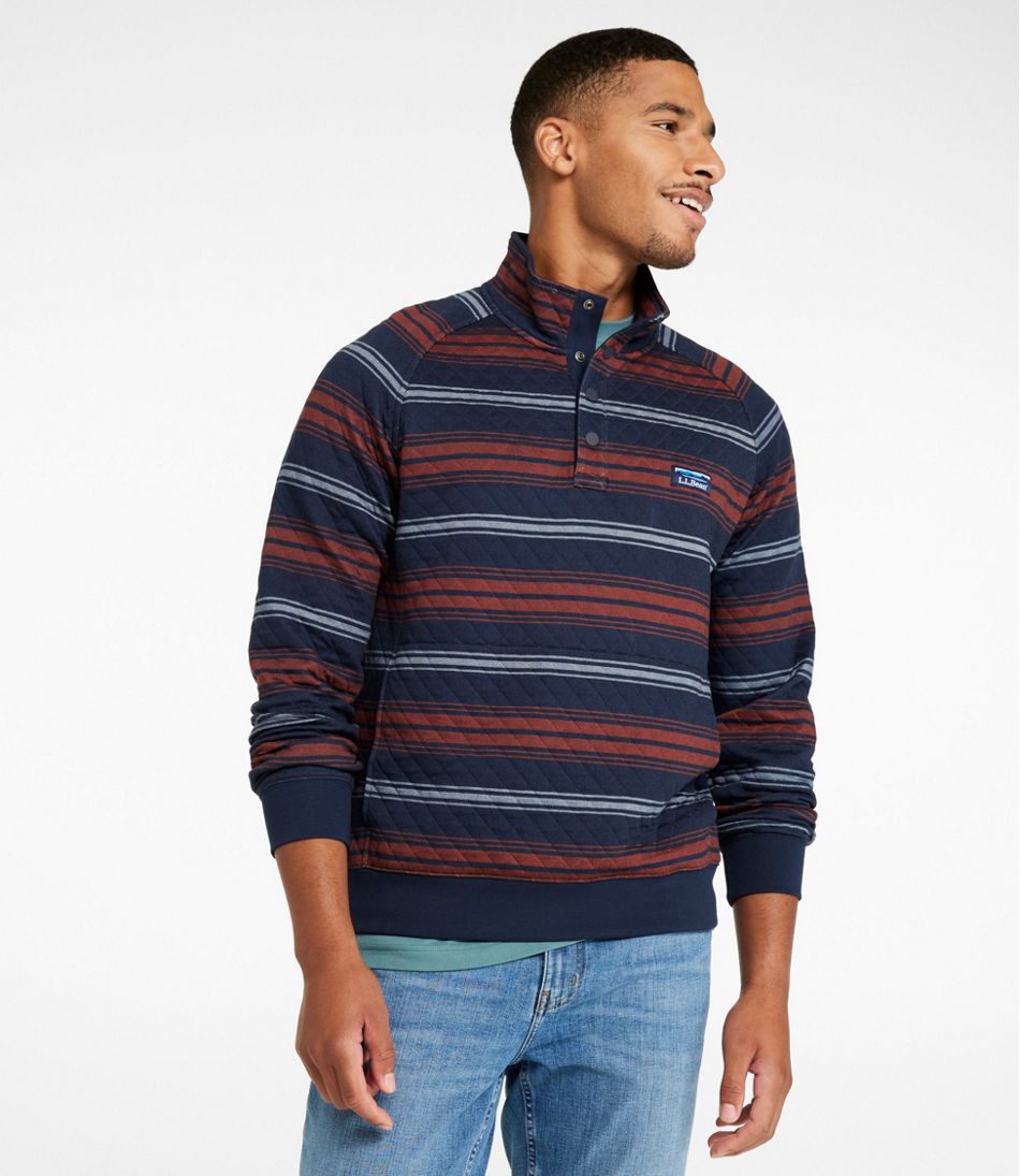 Men's Quilted Sweatshirt, Mockneck, Stripe - Image 2