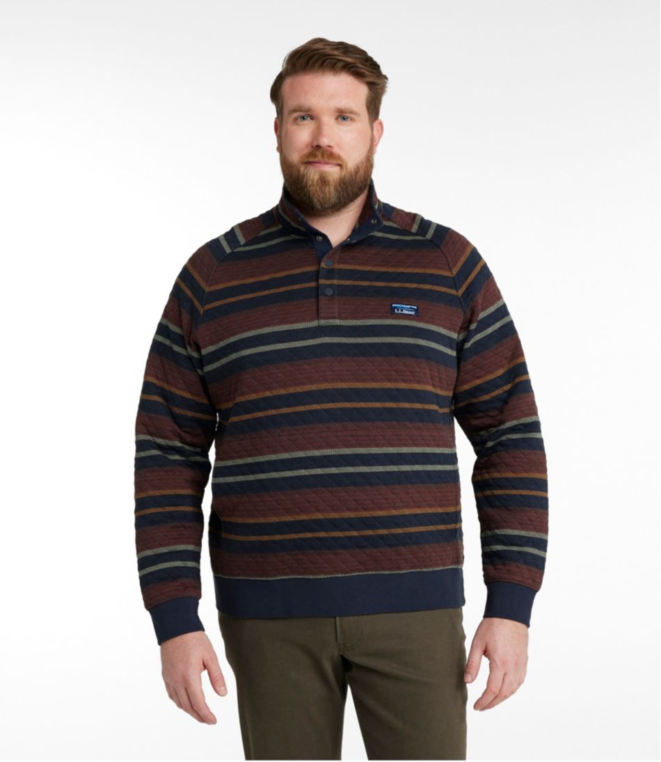 Men's Quilted Sweatshirt, Mockneck, Stripe - Image 4