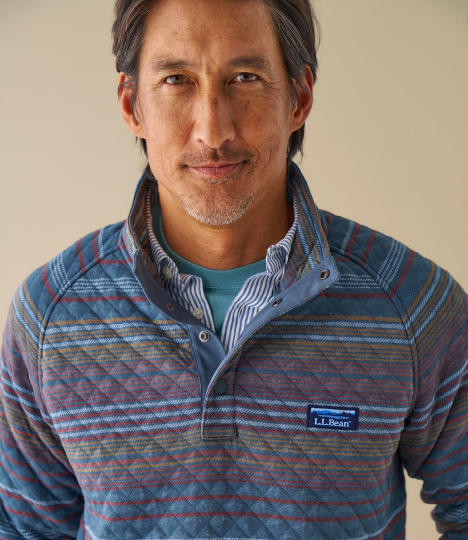 Men's Quilted Sweatshirt, Mockneck, Stripe - Image 8