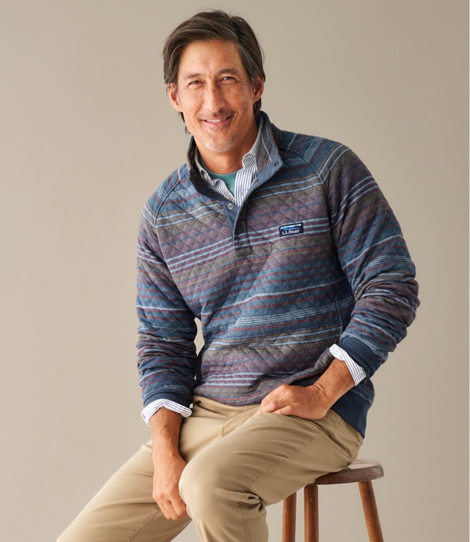 Men's Quilted Sweatshirt, Mockneck, Stripe - Image 9