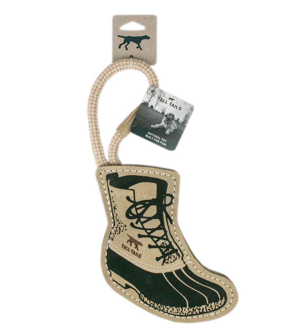 Natural Leather and Wool Bean Boot Tug Dog Toy - Image 2