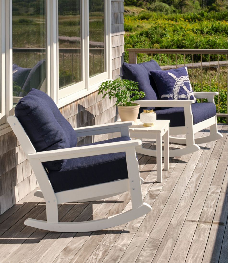 All-Weather Patio Rocker Set with Side Table, White - Image 2