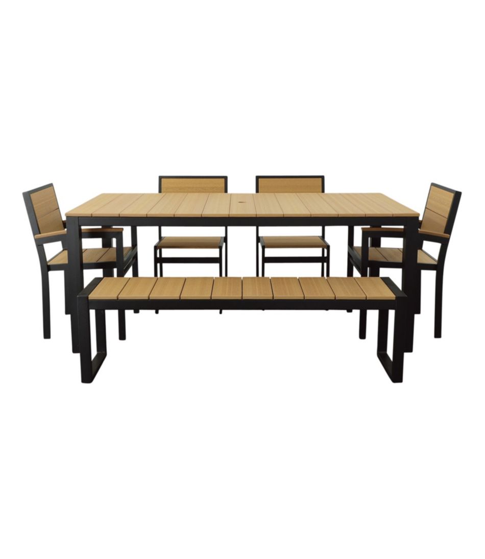 Aluminum/Recycled Poly Lumber Farmhouse Dining Set, Black - Image 2