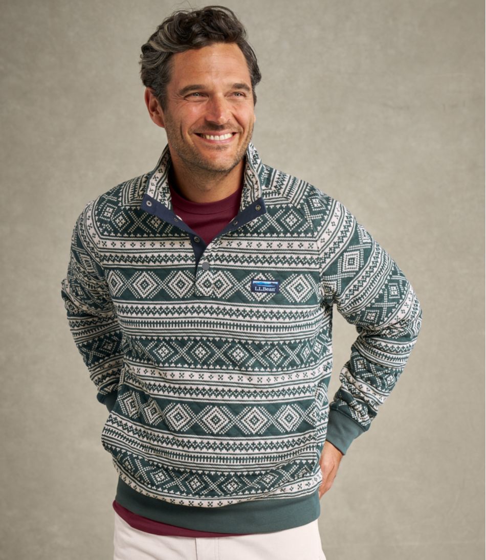 Men's Bean's Quilted Sweatshirt, Mockneck, Print - Image 8